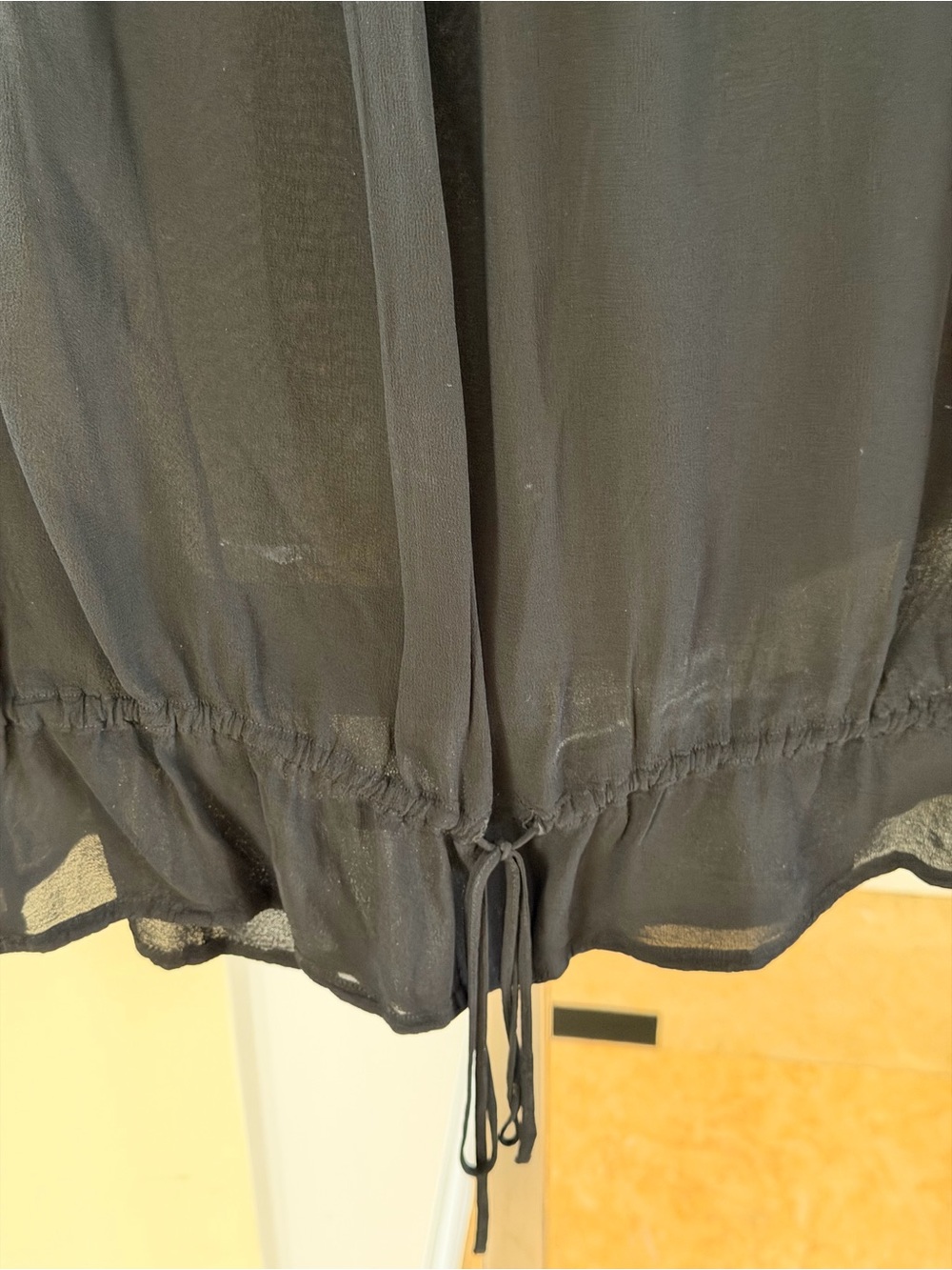 Vintage Ghost Black Off-Shoulder Lace Trim Sheer Blouse - Picture 10 of 12